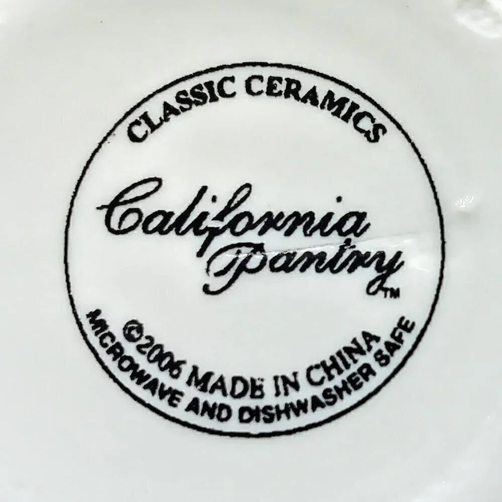 California Pantry White Ceramic Creamer Covered Sugar Bowl & Spoon